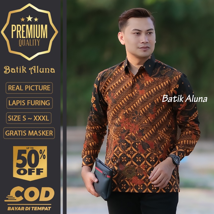 BATIK PRIA LENGAN PANJANG MEWAH PREMIUM ALUNA PRABUSENO SHANGHAI KERIS KEMEJA BATIK ACARA NIKAHAN KE