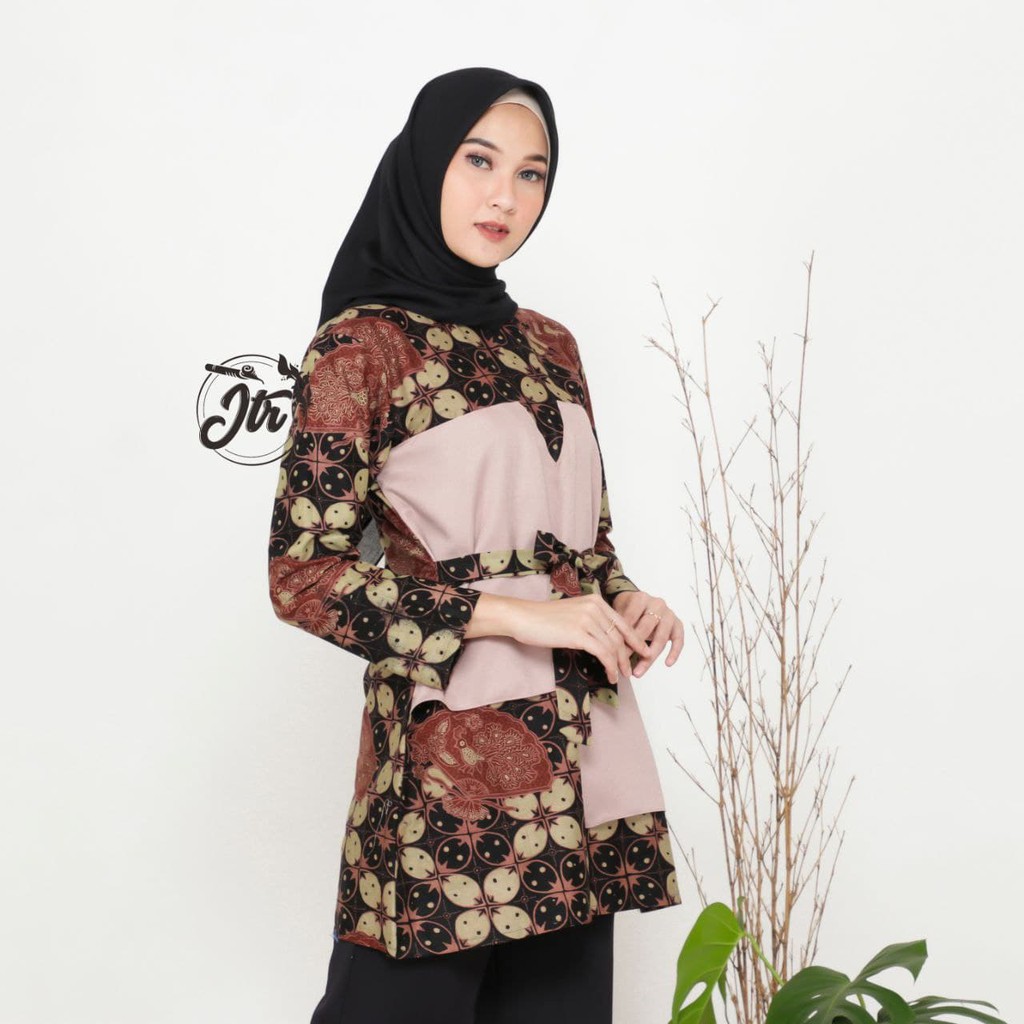 tey-17 Batik wanita ASJ SA HRB026 Kenongo Kemeja Tosca Pendek-1