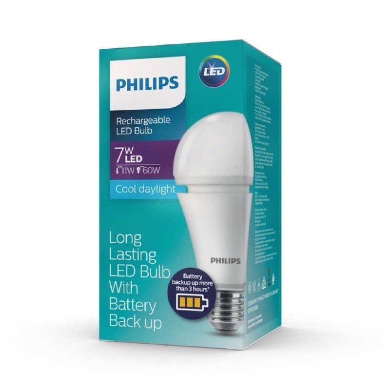 PHILIPS Rechargeable LED Bulb Emergency 7.5W Portable Warna Putih 6500K