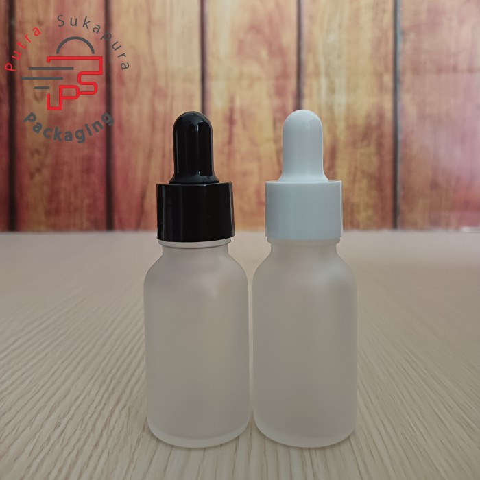 botol kaca pipet 15ml frosted natural/botol serum 15ml/ring smooth