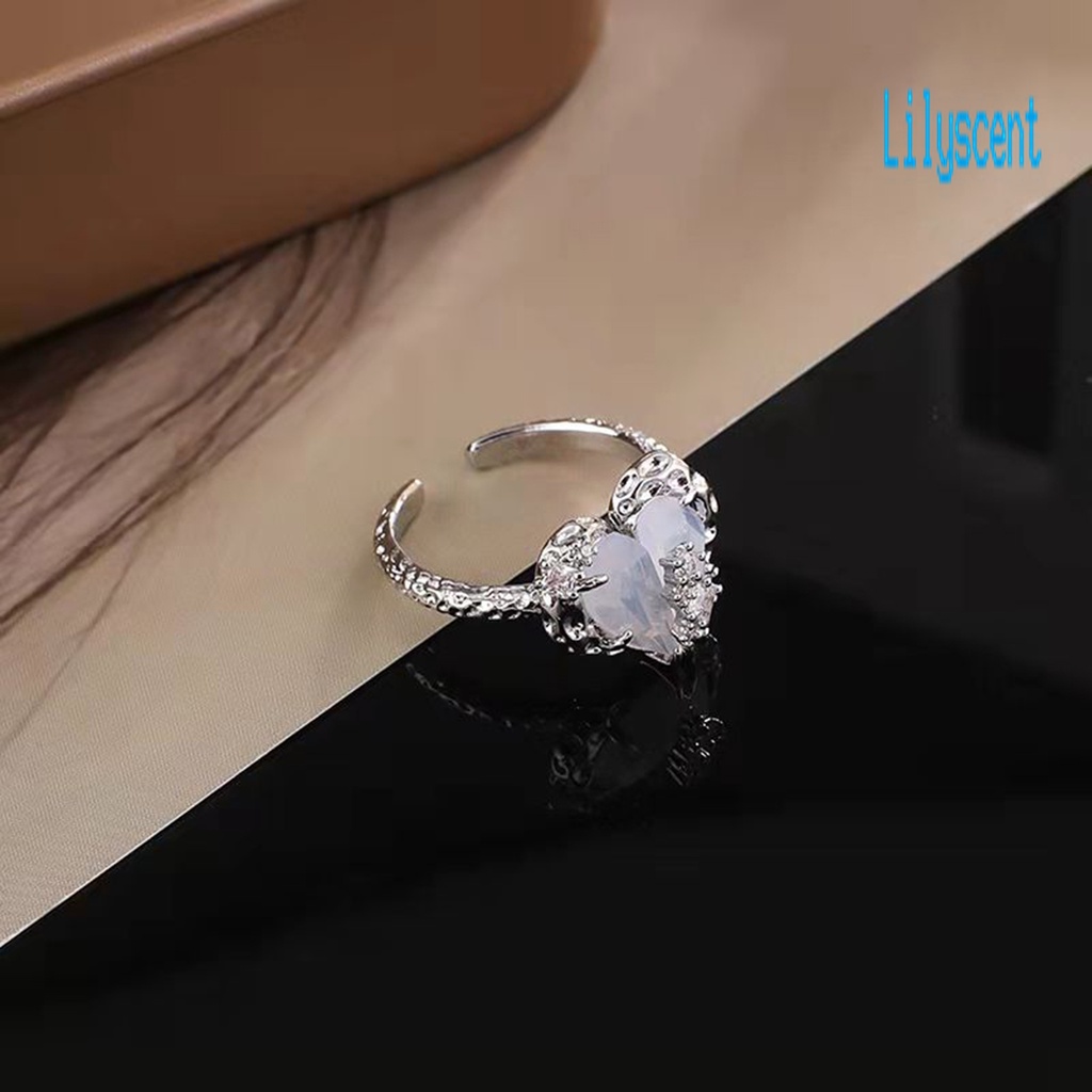 Perhiasan Kalung Anting Cincin Bentuk Hati Aksen Berlian Imitasi Gaya Perancis Untuk Hadiah Wanita