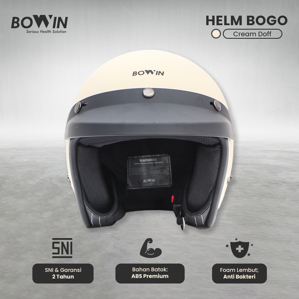 Bowin Helm Bogo Premium SNI  (Helm SNI / Helm Half Face / Helm Retro / Helm Bogo)