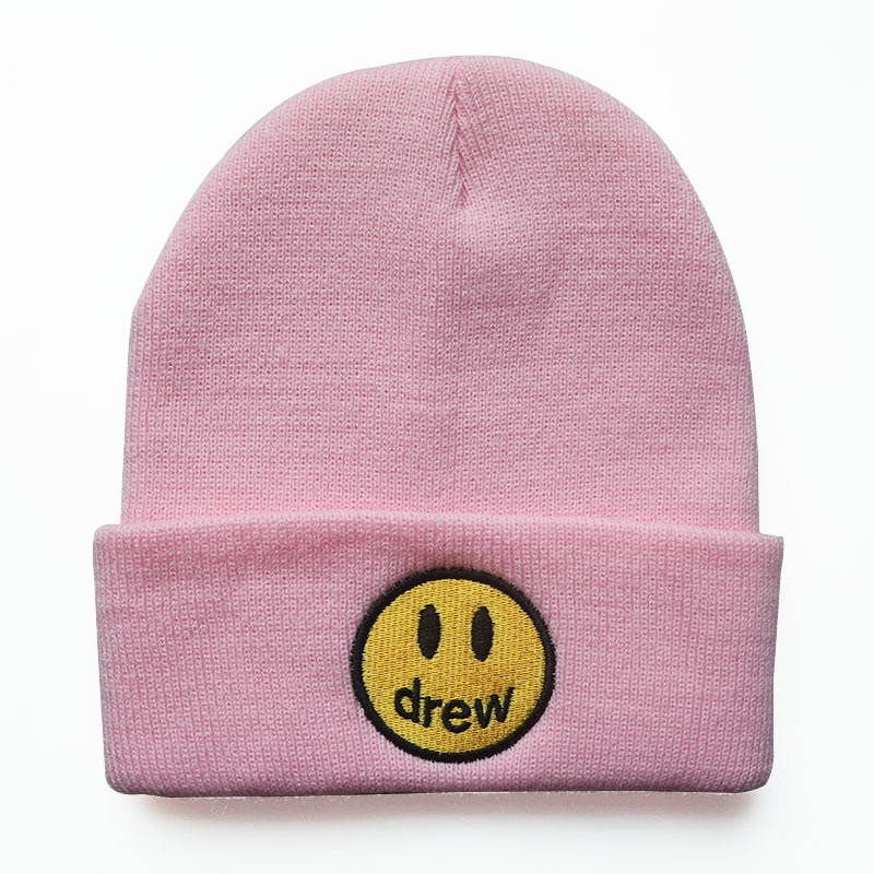 Topi Rajut Bahan Wol Motif Smiley Face Gaya Hip-Hop Untuk Pria Dan Wanita