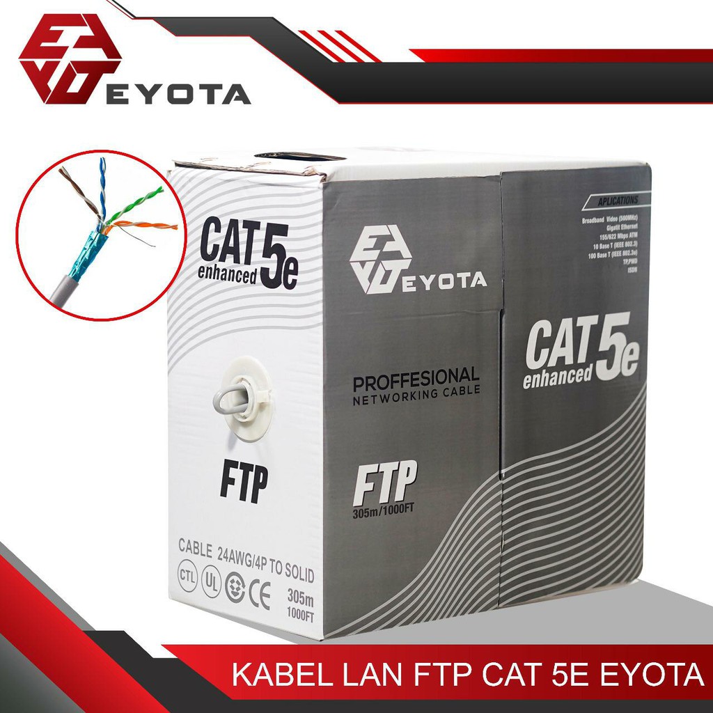 KABEL LAN EYOTA CAT 5E 305M OUTDOOR FTP - CABLE LAN RJ45 ROLL CAT5E OUT DOOR