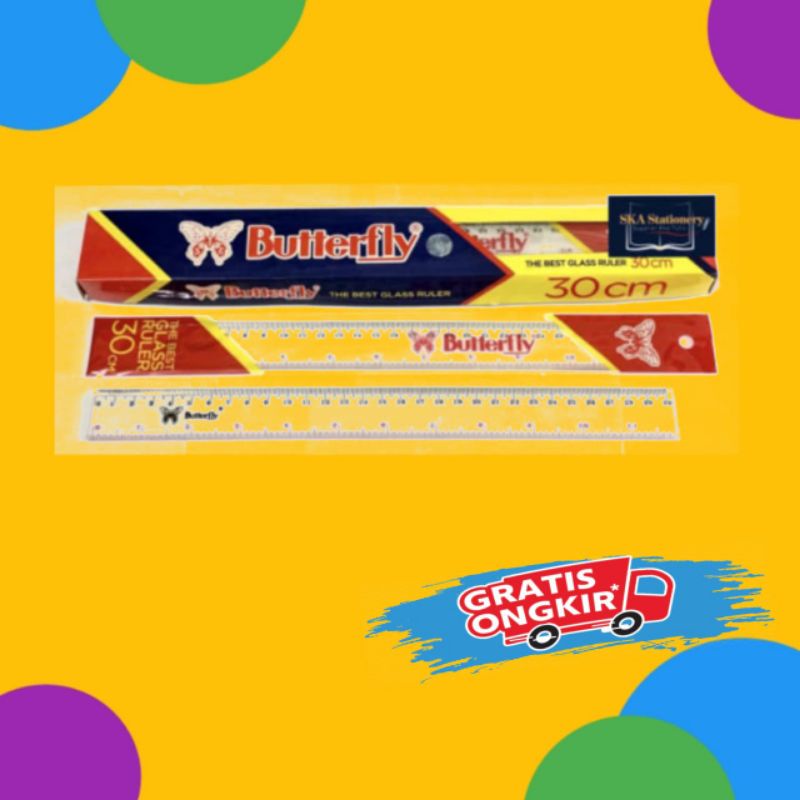 

PENGGARIS PANJANG 30 CM BUSUR BENING POLOS TRANSPARAN BUTTERFLY MURAH ORIGINAL