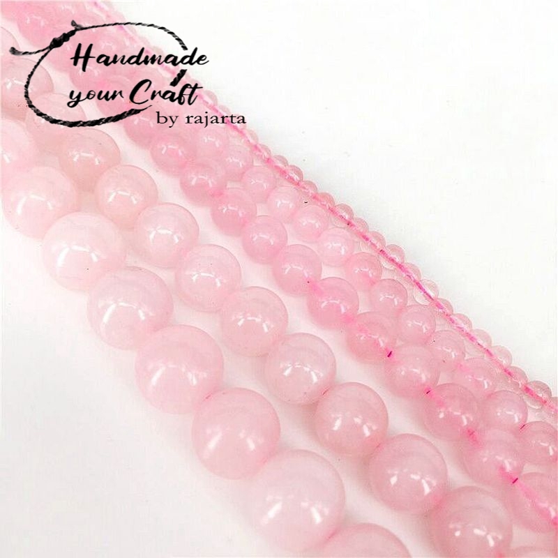 Butir Batu Natural Rose Quartz Stone Pink Crystal Beads