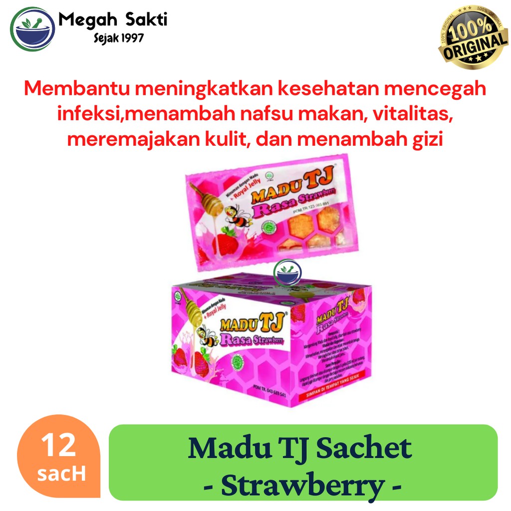 

Megah Sakti - Madu Tj Anak Orange Strawberry ( 12 Sachet X 20Gr ) - 1 Box - Strawberry