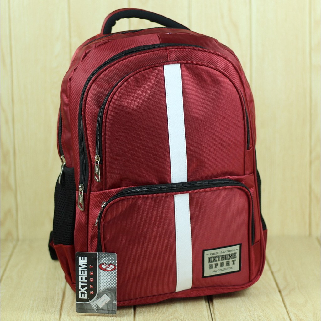 Back Pack Extreme Merah Garis Putih Ransel Cowok Cewek Kekinian Keren Murah Berkualitas