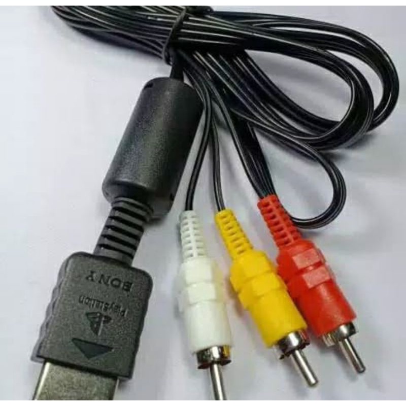 KABEL CABLE AV RCA VIDEO KE TV PS1 PS 1 PS ONE PS2 PS 2 PS3 PS 3 SONY PLAYSTATION ORIGINAL PABRIK OP