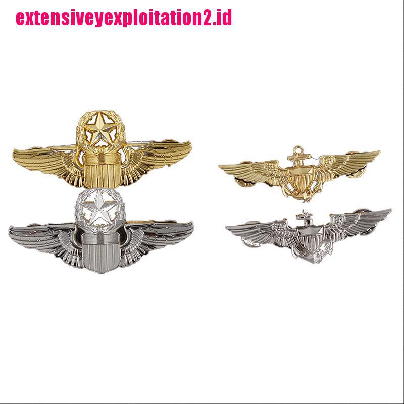 &lt; E2id &amp; &gt; Bros Pin Bentuk Master Aviator Militer Bahan Metal