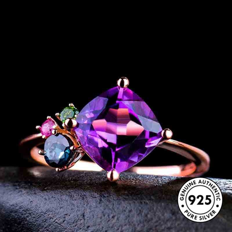 Cincin Berlian Bahan S925 Silver Warna Rose Gold