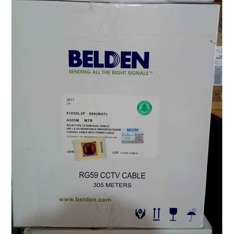 KABEL COAXIAL BELDEN RG59 POWER 9105SL2P ORIGINAL USA 305 M