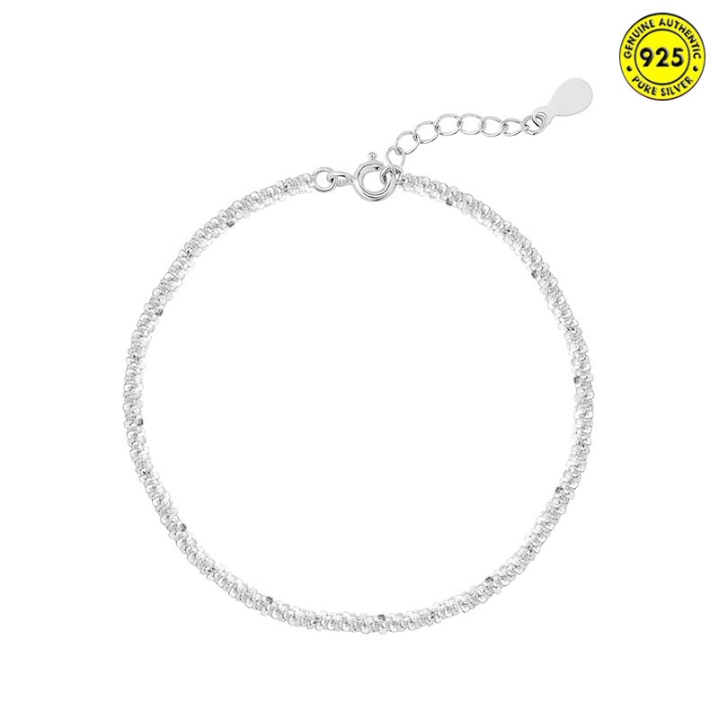 Gelang Tangan Rantai Sterling Silver 925 Motif Geometri Hollow Elegan Retro Untuk Wanita