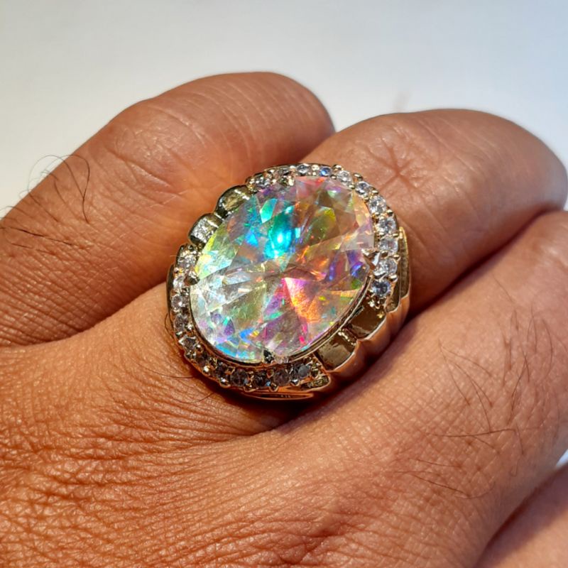 MGS Cincin Batu Kalimaya India Super Jarong Asli Berkilau Warna Warni