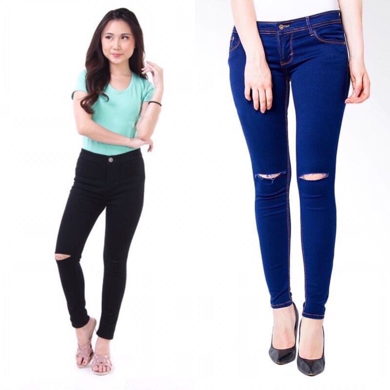 LAGI PEROMO CELANA SOBEK LUTUT JEANS WANITA PINGGANG TINGGI JEANS SKIINI WANITA FASHION WANITA CELANA WANITA JEANS WANITA CELANA TERBARU CELANA KEKINIAN PRADA SOBEK LUTUT