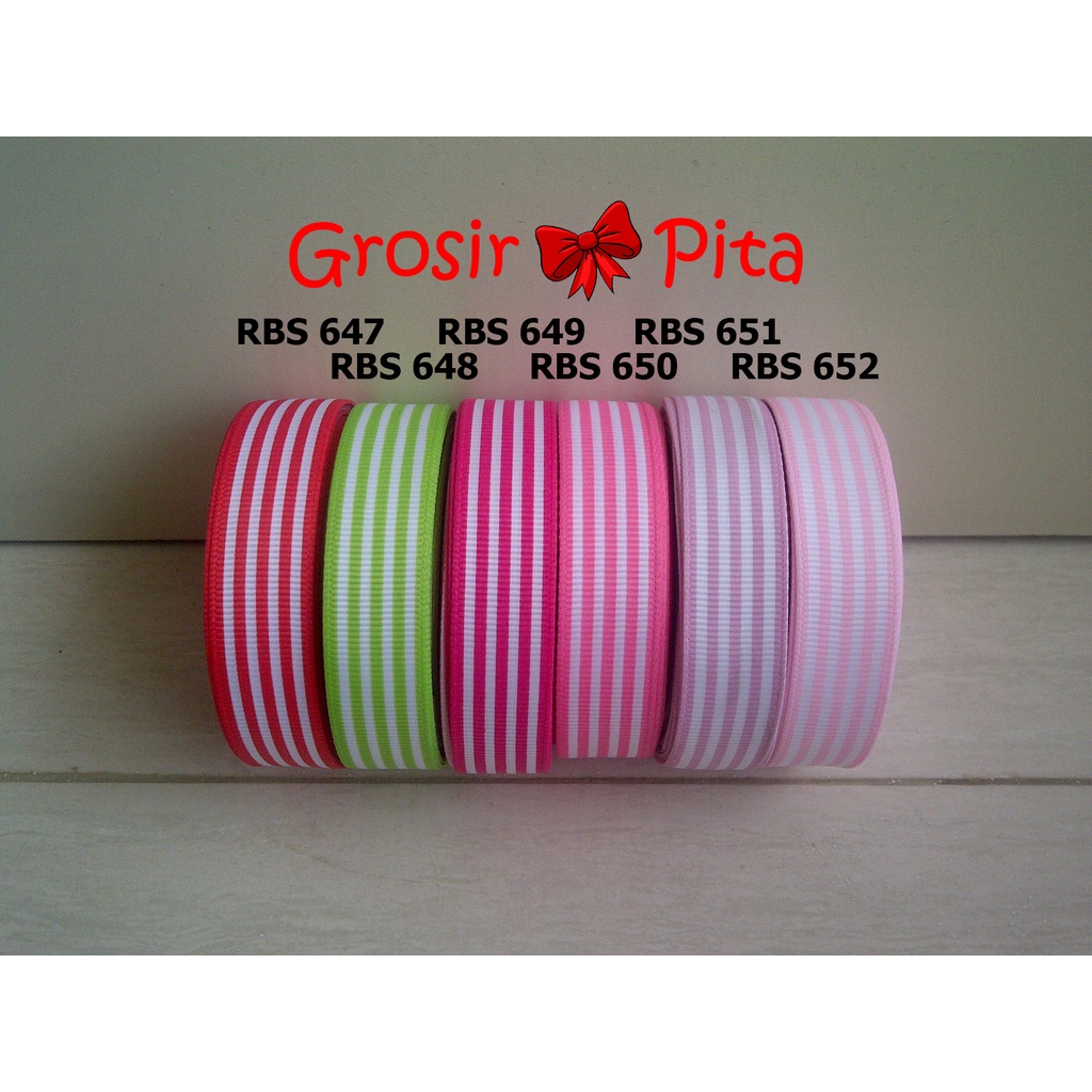 

(25 yard) Pita Grosgrain Motif Garis RBS 647,648,649,650,651,652 | Toko Bahan Craft | Grosir Pita