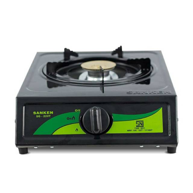 Kompor Gas Sanken SG-220T 1 Tungku Hitam Glossy untuk Rumah Tangga
