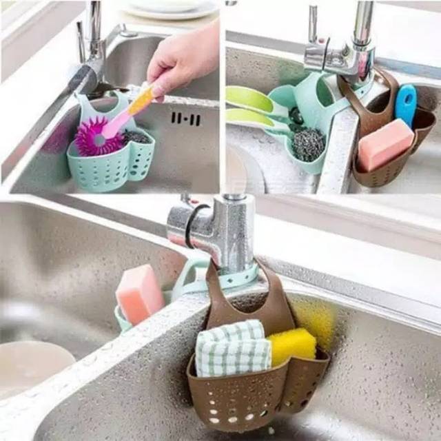 Rak Gantungan Keran Air Keranjang Tempat sabun Spon kran wastafel