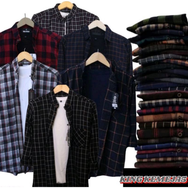 Kemeja Flanel Pria Lengan Panjang Motif Kotak Kotak Kualitas Premium Flanel Terbaru 2022 Premium