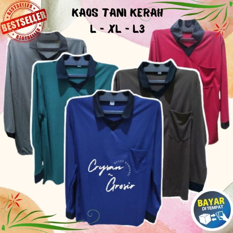 Baju Atasan Kaos Polos Kerja Tani  Pria Krah Saku Kaos Polo Kerah Polos Bapak Berkerah Lengan panjang Pakaian Pria Dewasa Kaos Cowok Murah Ukuran XXL Jumbo