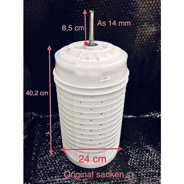 Tabung pengering mesin cuci Sanken 2 tabung original 7Kg Diamter 24cm. As 14mm