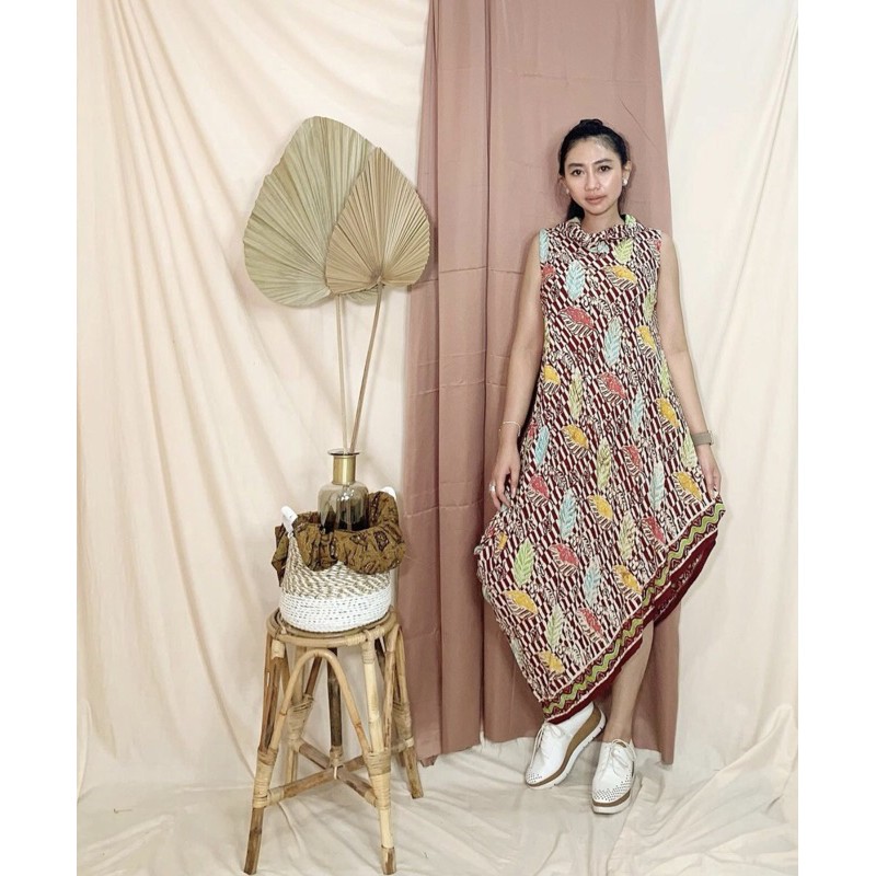 Dress Batik Asimetris Paris Shopee Indonesia