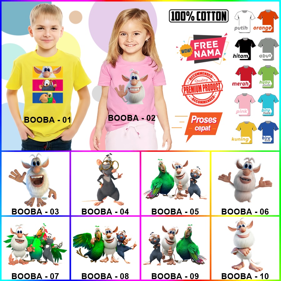 Baju Kaos ANAK DAN DEWASA BOOBA COUPLE (FREE NAMA)