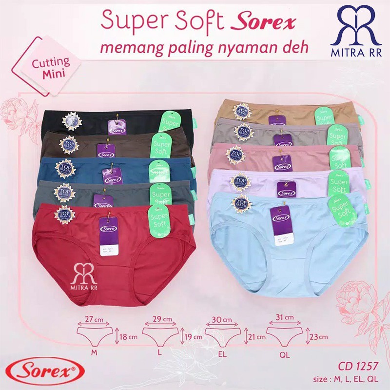 CD Sorex 1257 Celana Dalam Wanita Basic Mini Super Soft Lembut Nyaman Sorex Original Underwear Fit to XXL