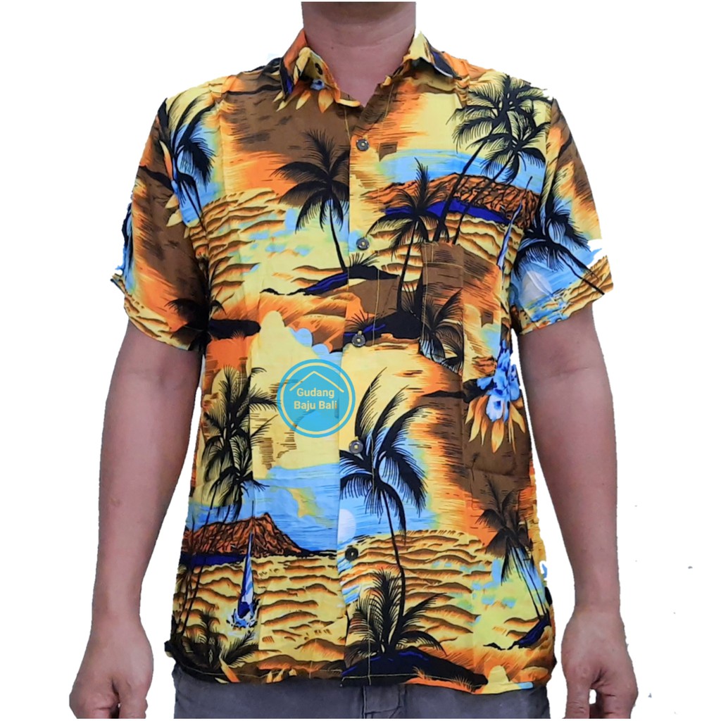 Kemeja Pantai / Kemeja Hawai / Kemeja Bali (Bahamas) M-XXXL-Kuning