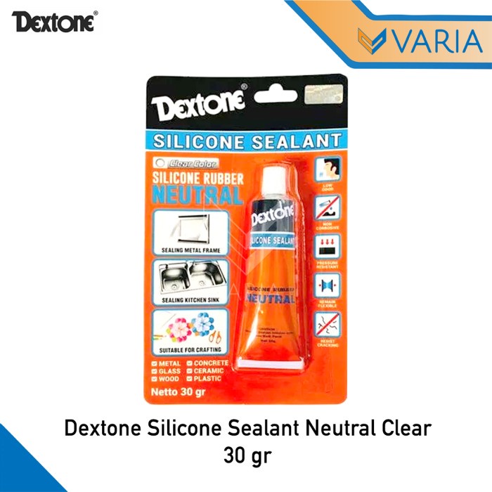 Dextone Silicone Sealant Neutral 30 gr Clear Lem Kaca Rubber Netral