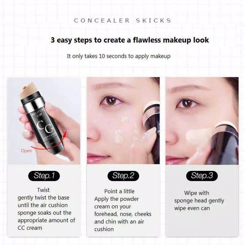 PAKET KOSMETIK MURAH / CC CREAM STICK , BEDAK TABUR MAYCREATE , EYELINER WATERPROOF