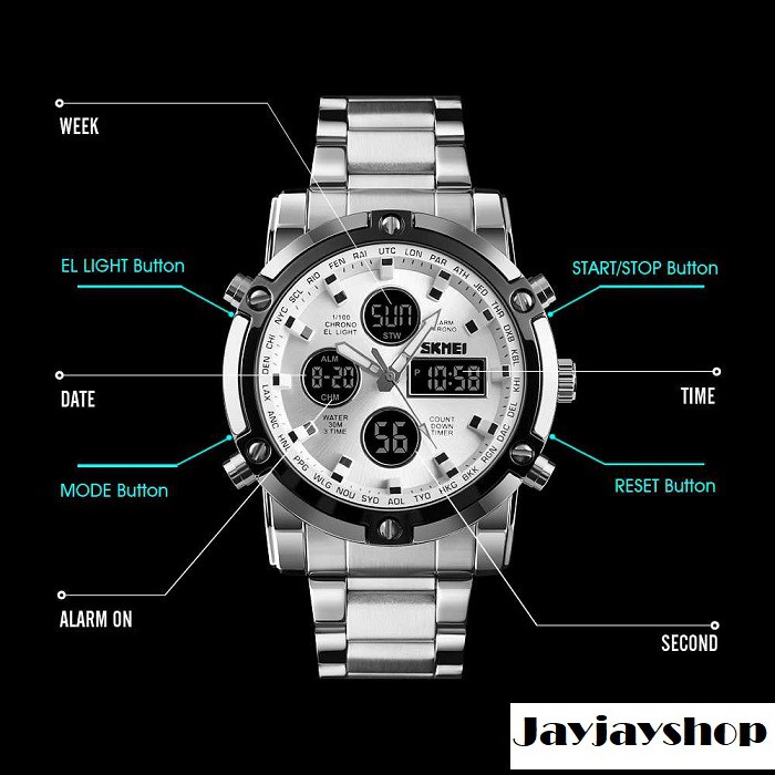 Jam Tangan Pria Digital KASUAL SKMEII 1389 FAVORIT!! STAINLESS STEEL!