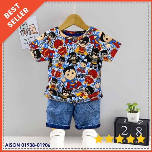 BAJU SETELAN ANAK COWOK IMPORT AISON 0-6 TAHUN MOBIL/SETELAN KAOS ANAK LAKI LAKI POLO AISON