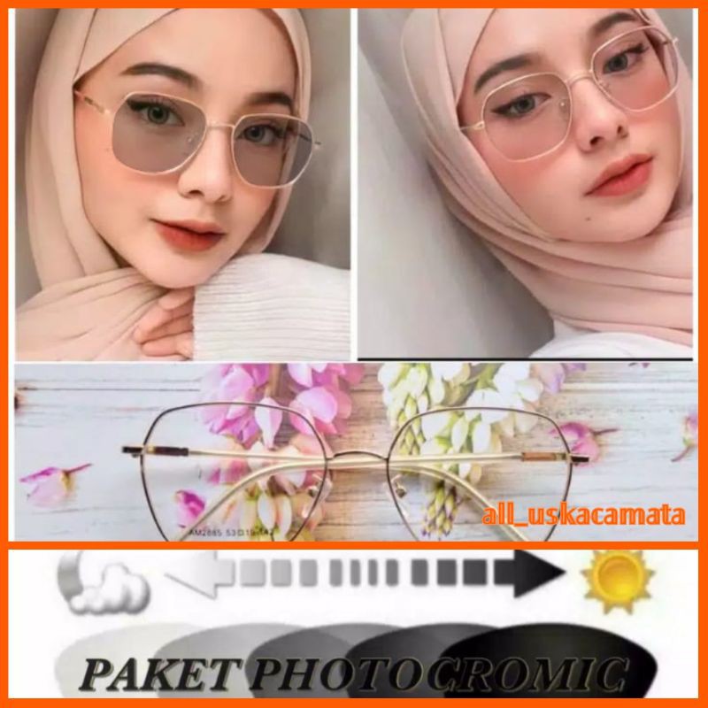 kacamata photocromic wanita PAKET KACAMATA PHOTOCROMIC, MINUS/PLUS/CYLINDER.