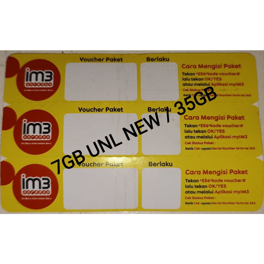 VCR INDOSAT 7GB UNLIMITED NEW / 35GB