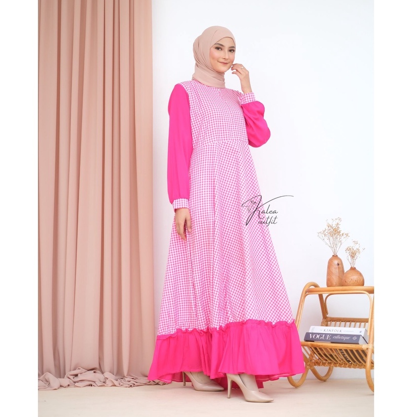 KALEAOUTFIT - ZALINA DRESS WARNA FANTA MOTIF KOTAK PREMIUM - GAMIS JUMBO MURAH BUSUI FRIENDLY SIZE XXL - KOREAN STYLE TERBARU - FASHION MUSLIM WANITA LIMITED EDITION - BAJU REMAJA KEKINIAN - BISA COD