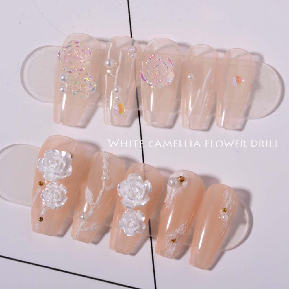 AUGUSTINA Augustina Camellia Nail Art Perhiasan Charms Shiny Aurora Symphony Korea DIY Ornamen