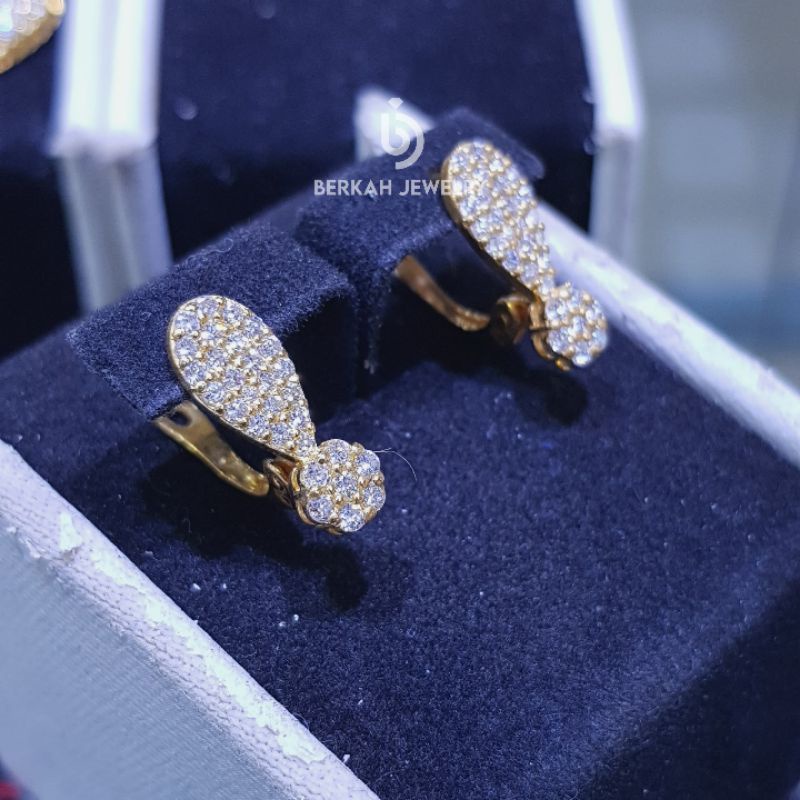 Giwang emas 70% berlian asli natural diamond