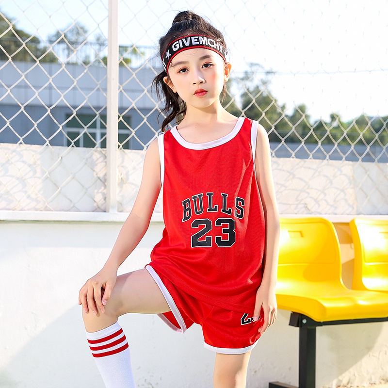 SETELAN BAJU ANAK SINGLET BASKET BULLS MERAH UNTUK ANAK 2-10 TAHUN