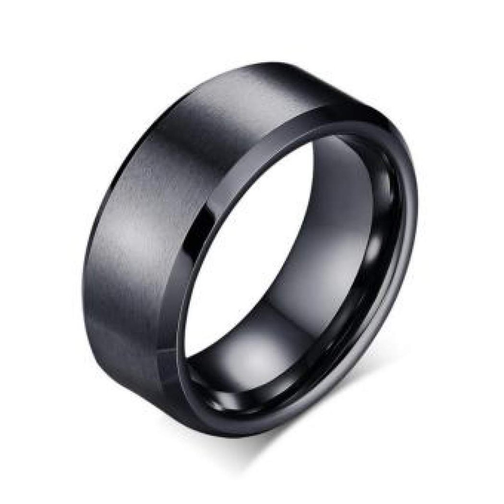 Cincin Titanium Stainless Stell Hitam Polos