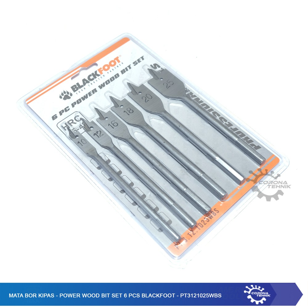 Mata Bor Kipas - Power Wood Bit Set 6 Pcs Blackfoot - PT3121025WBS