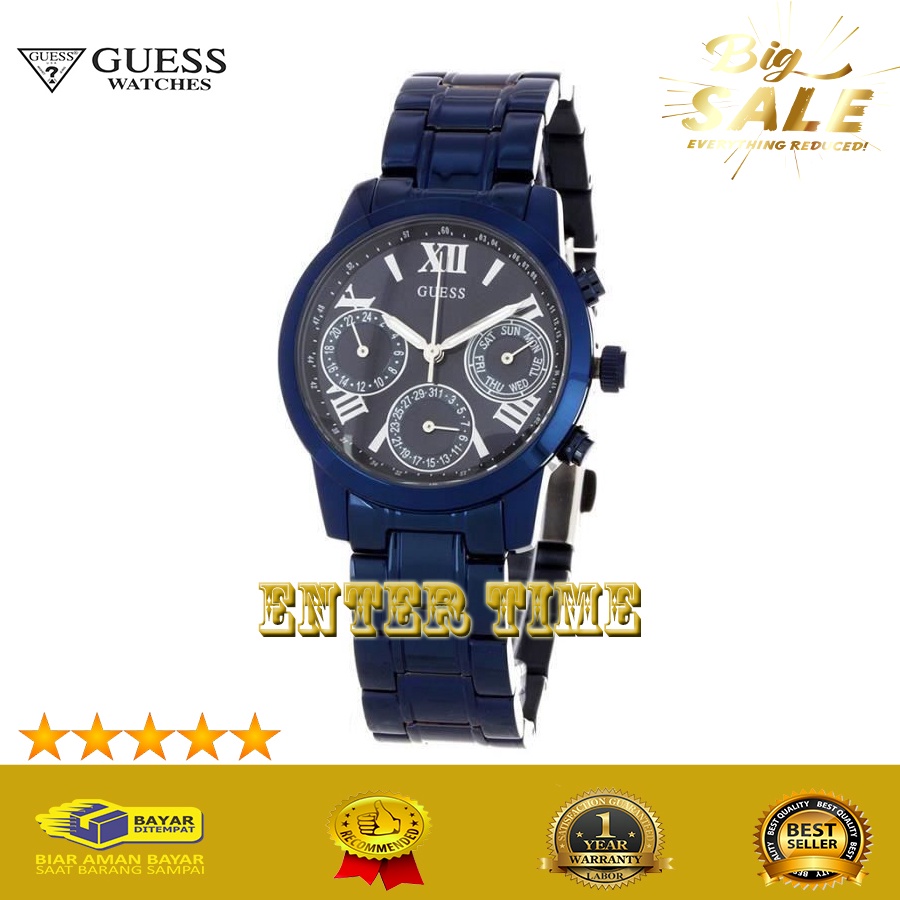 CASHBACK  JAM TANGAN WANITA BEST EDISI MERK GUESS W0448L5 STAINLESS JAM TANGAN GROSIR TERMURAH BAYAR