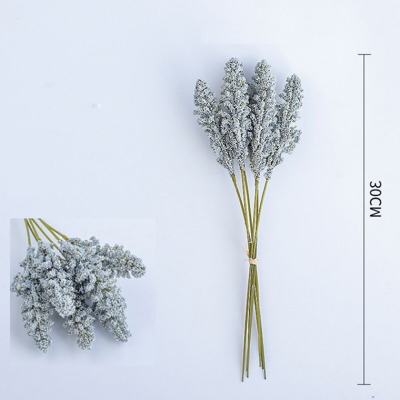6pcs Bunga LAVENDER GRAIN SPIKE - Bunga Plastik Dekorasi Rumah-Biru