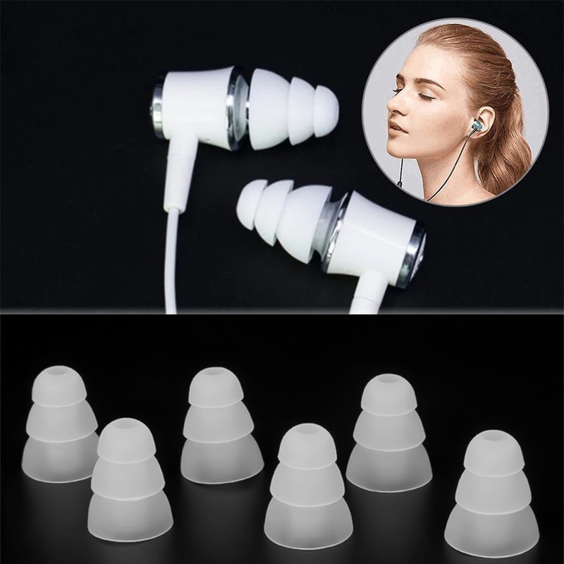 1 Pasang Earplug Earphone In Ear Universal Bahan Silikon Tiga Lapis