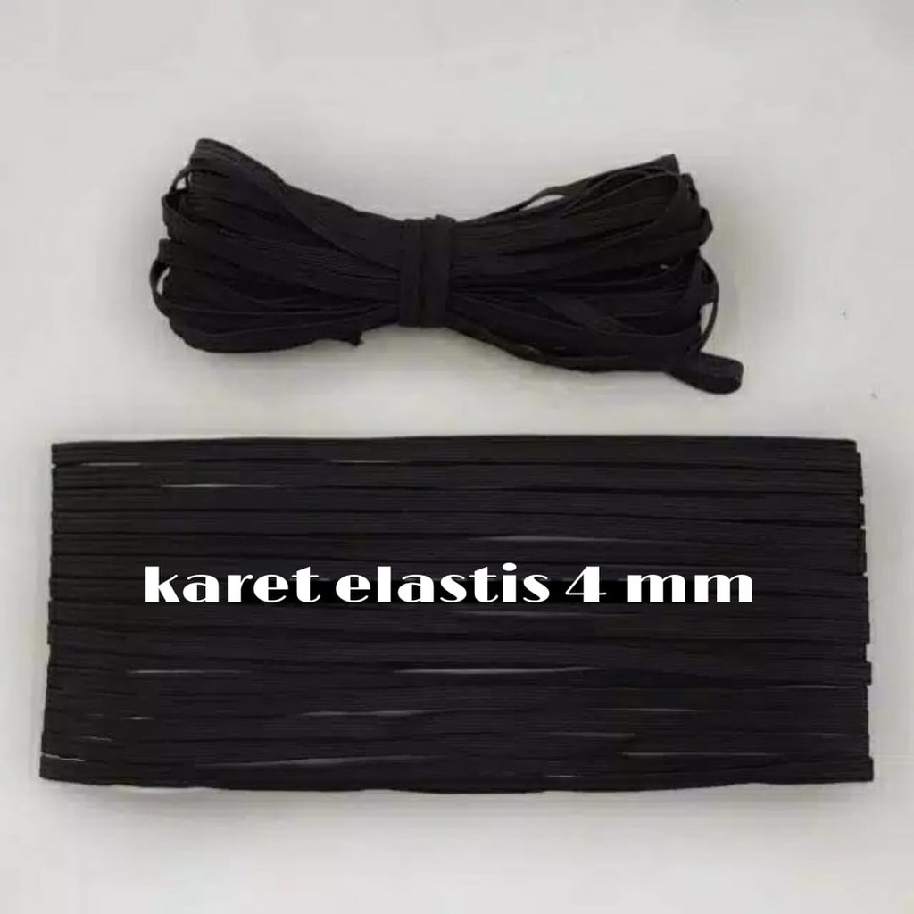 10 YARD - 4 mm | KARET ELASTIS HITAM PUTIH | TALI ELASTIS |TALI MELAR