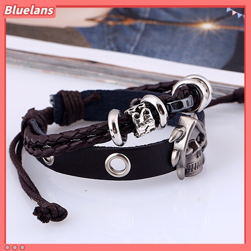 Gelang Multilayer Bahan Kulit Imitasi Handmade Gaya Punk Untuk Pria Dan Wanita