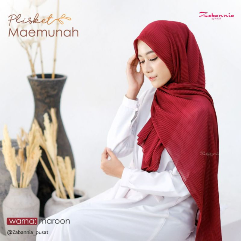 HIJAB PASHMINA PLISKET FULL  MAEMUNAH || ORI ZABANNIA