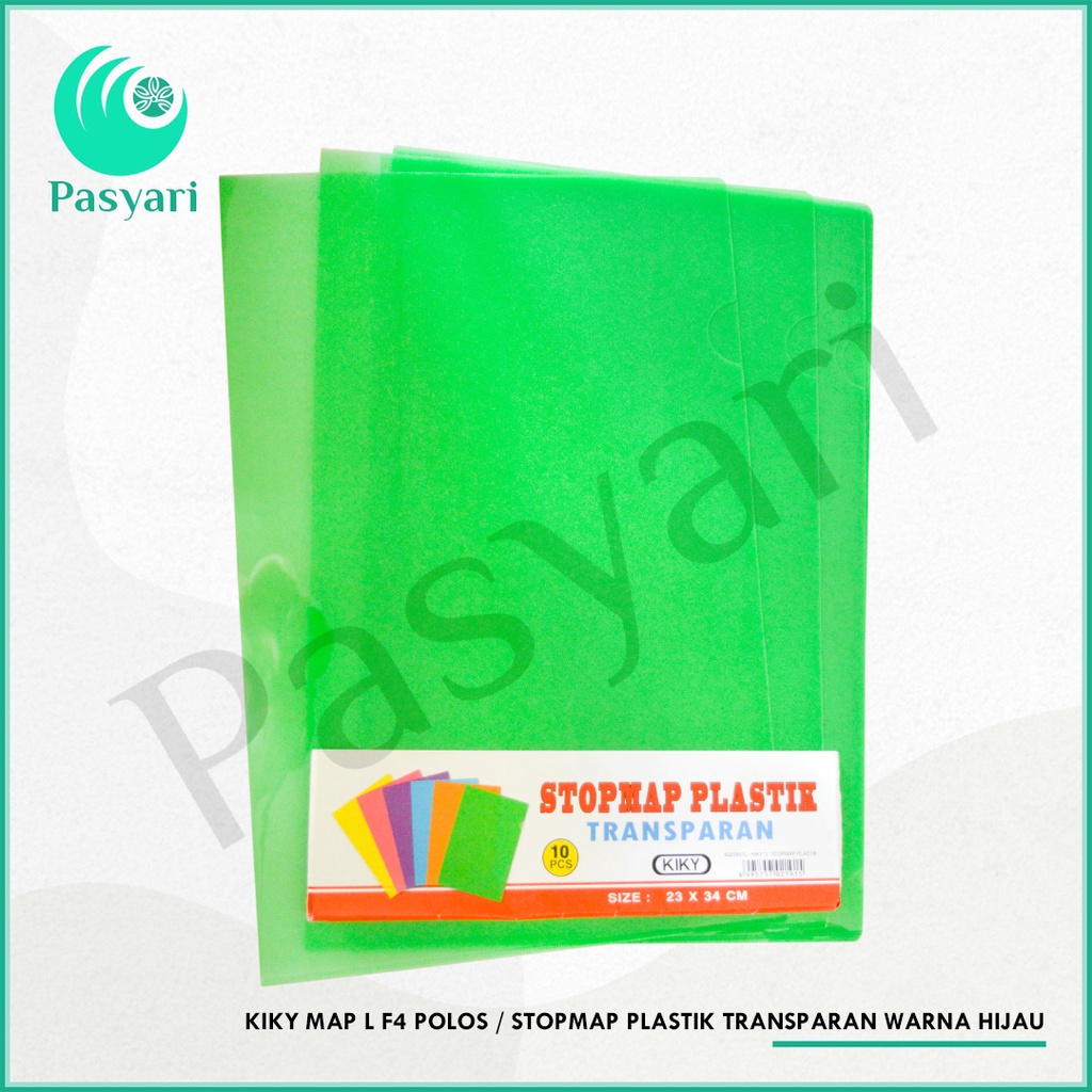 

Kiky Map L F4 Polos / StopMap Plastik Transparan Warna Hijau