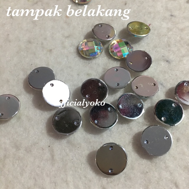 ( BELI 10 BUNGKUS GRATIS 1 ) Manik Resin Permata Bundar Pelangi 12mm (isi 8pcs)