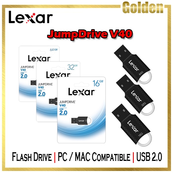 Lexar Flashdisk Jumpdrive V40 USB 2.0 16GB 32GB 64GB Garansi Resmi 5 tahun